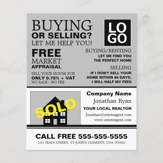 House Sold, Realtor, Estate Agent Advertising Flyer (Front)