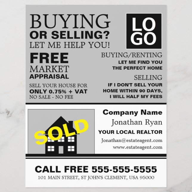 House Sold, Realtor, Estate Agent Advertising Flyer (Front)