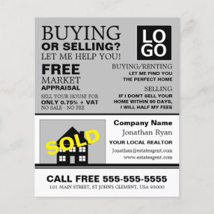 House Sold, Realtor, Estate Agent Advertising Flyer