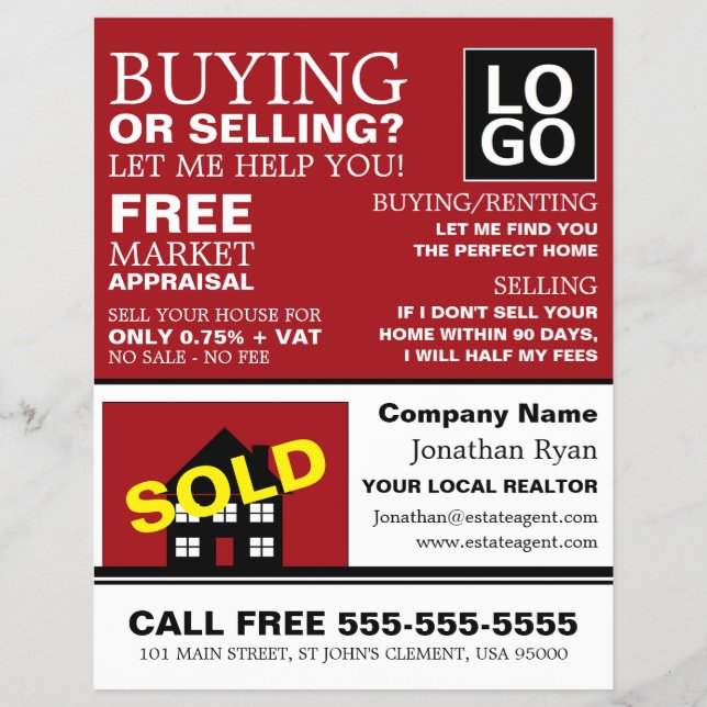 House Sold, Realtor, Estate Agent Advertising Flyer (Front)