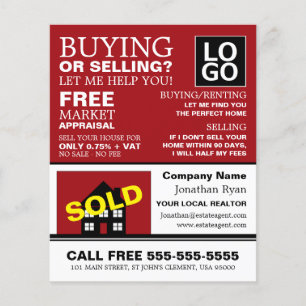 House Sold, Realtor, Estate Agent Advertising Flyer