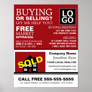 House Sold, Realtor, Estate Agent Advertising Poster