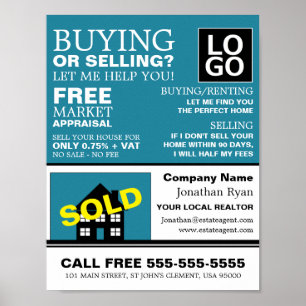 House Sold, Realtor, Estate Agent Advertising Poster