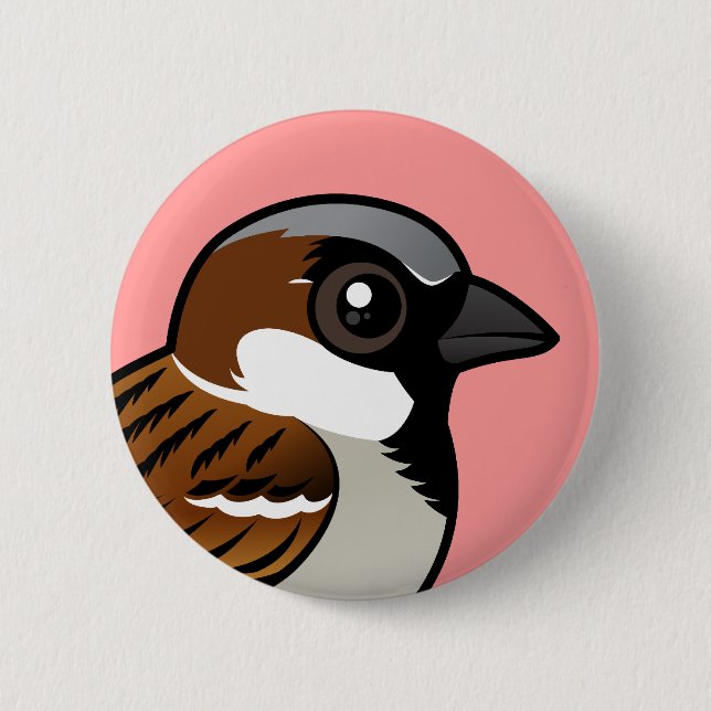 House Sparrow 6 Cm Round Badge (Front)