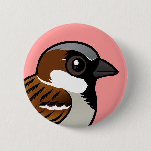 House Sparrow 6 Cm Round Badge