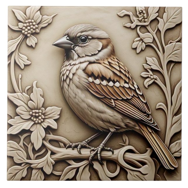 House Sparrow - Arts And Crafts Ceramic Tile (Front)