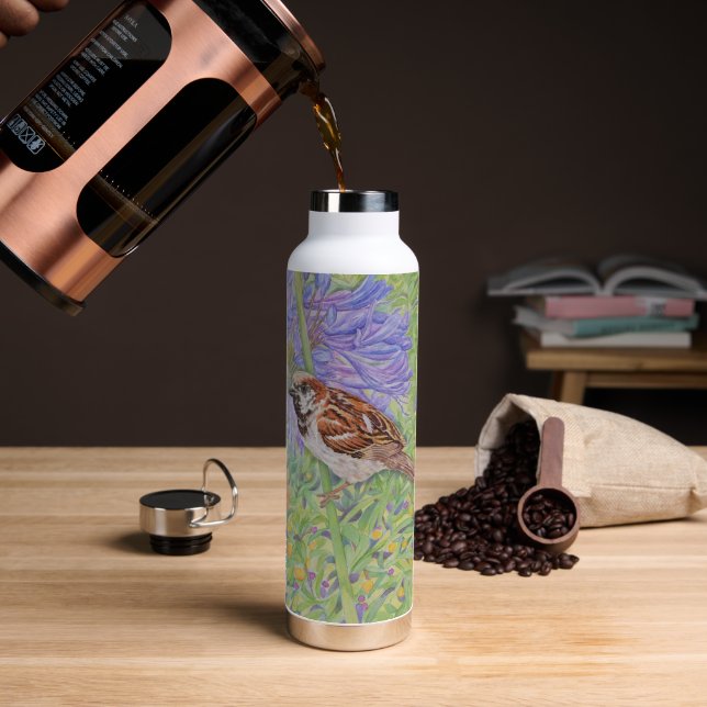 House Sparrow Water Bottle (Coffee (Rotated))