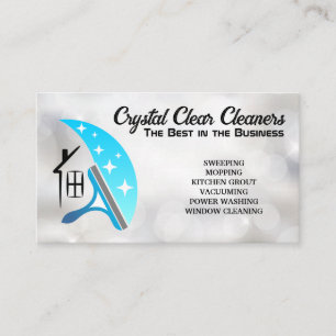 House Squeegee Logo Sparkle Business Card