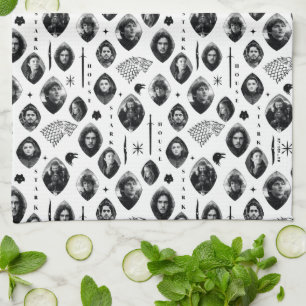 House Stark Icons & Portraits Pattern Tea Towel