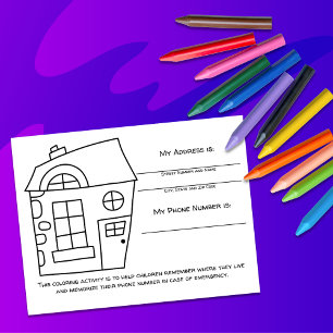 House Teach Emergency Info for Kids Activity Card