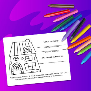 House Teach Emergency Info to Kids Activity Card