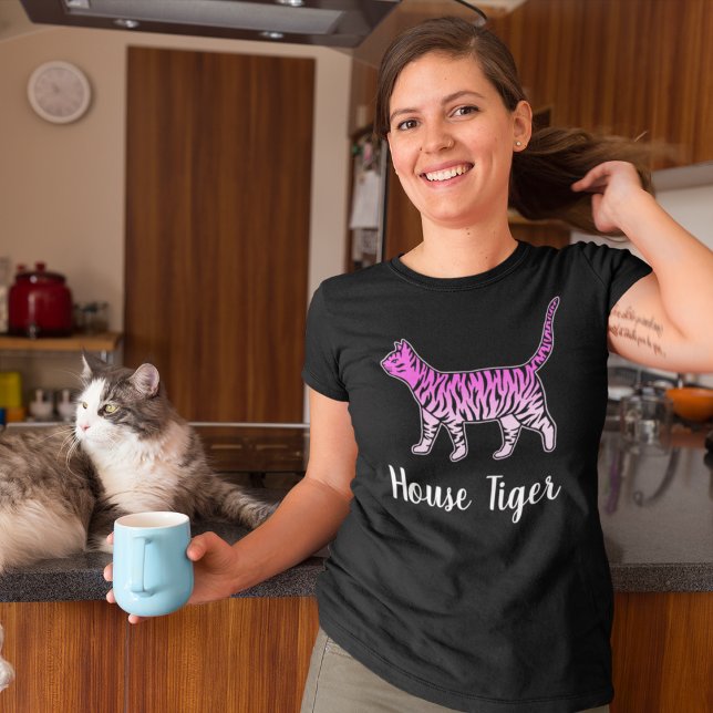 House Tiger Funny Pink Cat Lady T-Shirt (Creator Uploaded)