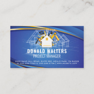 House Tools Logo   Blueprint   Construction Business Card