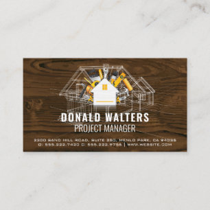 House Tools Logo   Blueprint Wood Business Card