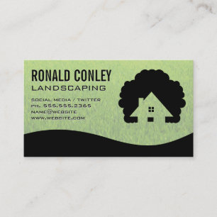 House Tree Logo Grass Background Business Card