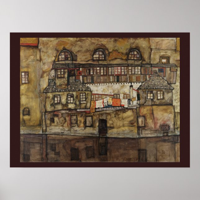 House Wall on River by Egon Schiele Poster (Front)