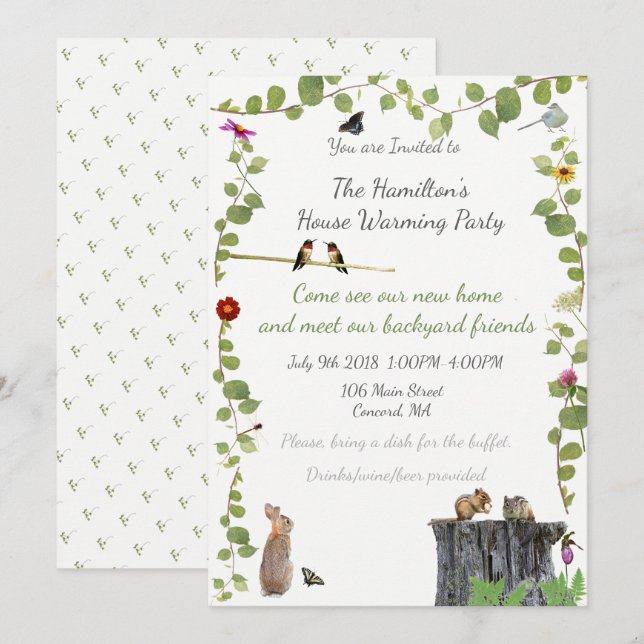 House Warming Outdoor Party: invitations (Front/Back)