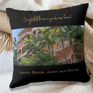 House warming photo names black cushion
