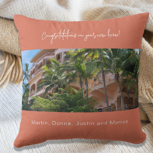 House warming photo names terracotta dusto brown cushion