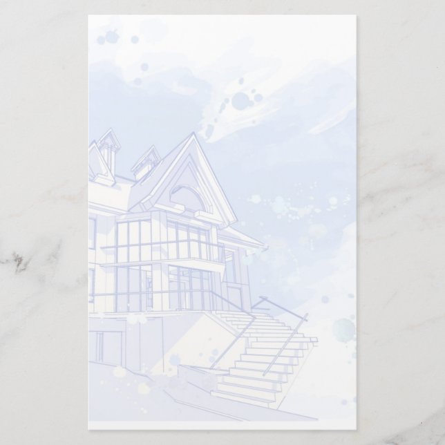 house: watercolor draw stationery (Front)