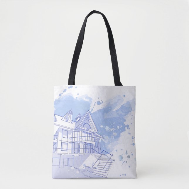 house: watercolor draw tote bag (Front)
