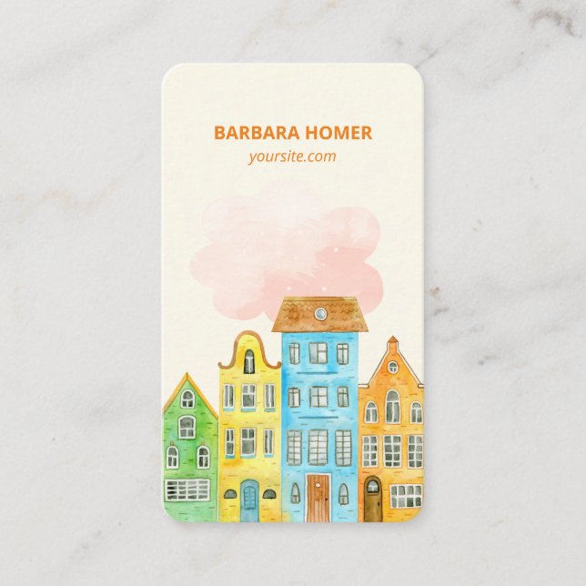 House Watercolor Real Estate Agent  Business Card (Front)