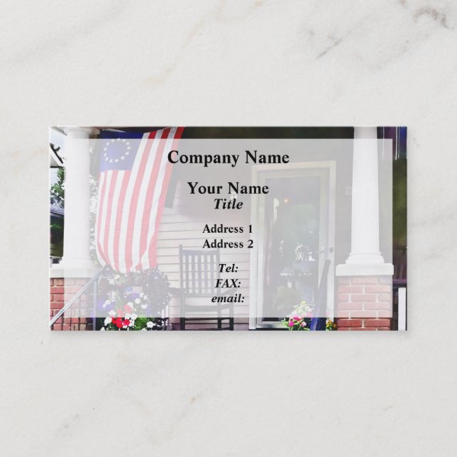 House with Betsy Ross Flag Business Card (Front)
