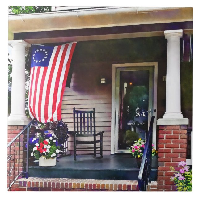 House with Betsy Ross Flag Tile (Front)