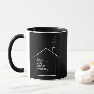 House with Family's Names Personalised Mug