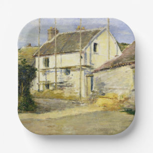 House with Scaffolding (Vintage Building Work) Paper Plate