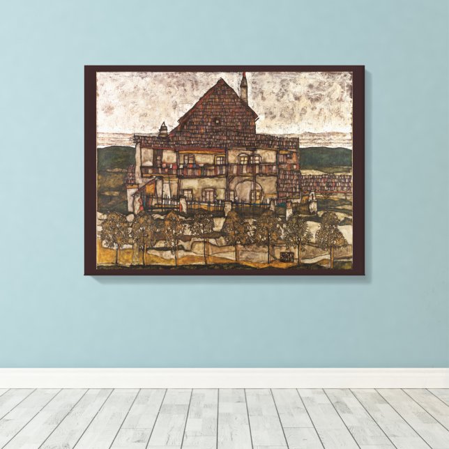 House with Shingle Roof by Egon Schiele Canvas Print (Insitu(Wood Floor))