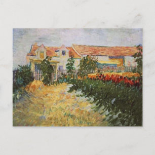 House with Sunflowers, Van Gogh Fine Art Postcard