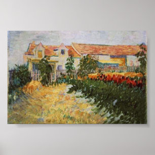 House with Sunflowers Van Gogh Fine Art Poster