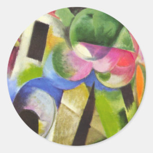 House with Trees by Franz Marc, Vintage Fine Art Classic Round Sticker