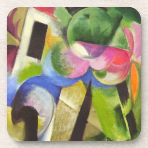 House with Trees by Franz Marc, Vintage Fine Art Coaster