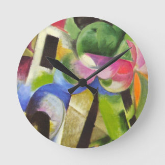House with Trees by Franz Marc, Vintage Fine Art Round Clock