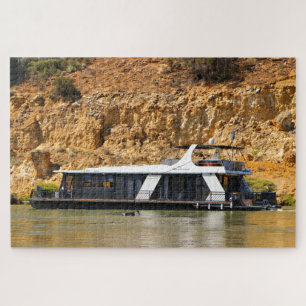 Houseboat and water skier, Murray River,Australia  Jigsaw Puzzle