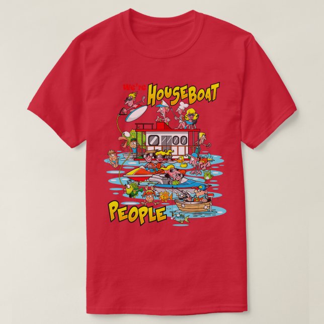 Houseboat lake party fishing swimming  T-Shirt (Design Front)