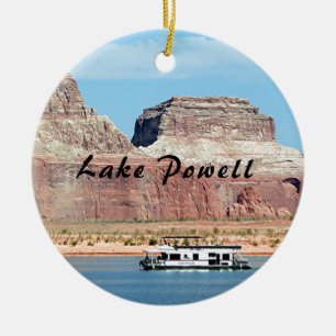 Houseboat, Lake Powell, Arizona, USA 6 (caption) Ceramic Tree Decoration