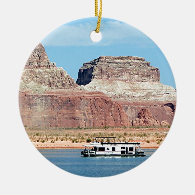 Houseboat, Lake Powell, Arizona, USA 6 Ceramic Tree Decoration (Front)