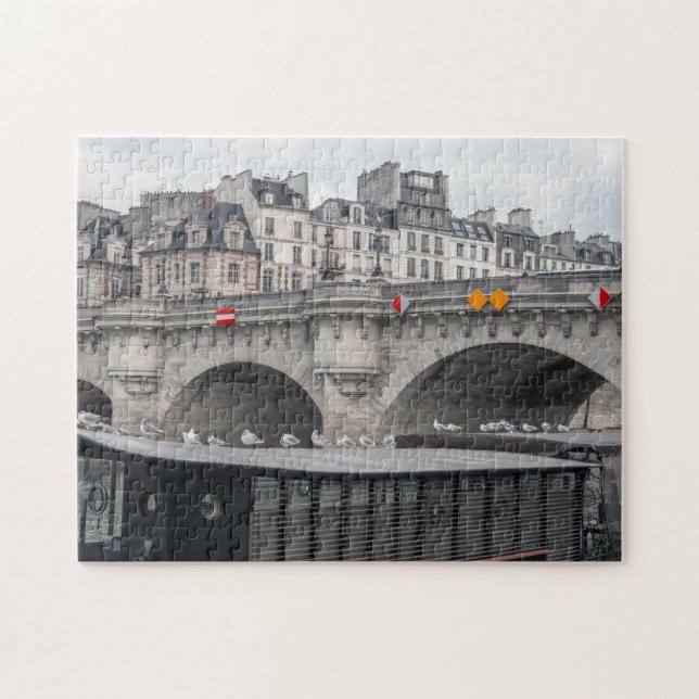 Houseboat near Pont Neuf - Paris, France Jigsaw Puzzle (Horizontal)