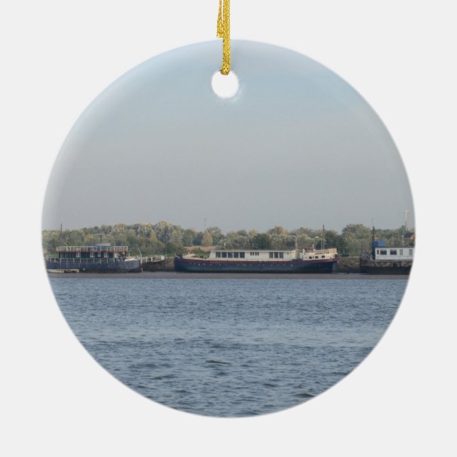 Houseboats Ceramic Tree Decoration (Back)