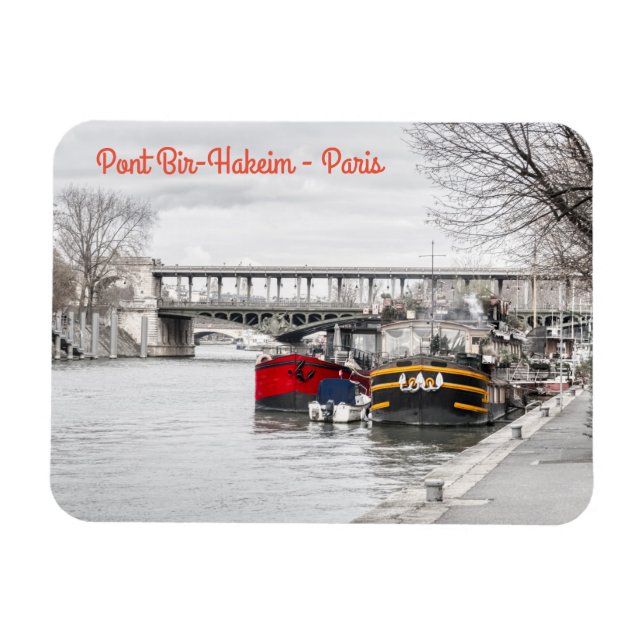 Houseboats moored  near Pont Bir-Hakeim - Paris Magnet (Horizontal)