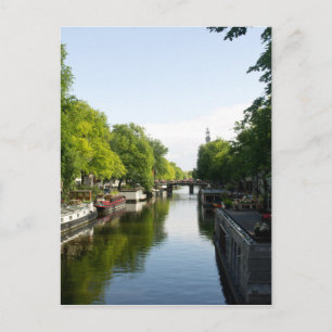 Houseboats on Prinsengracht Canal Amsterdam Postcard