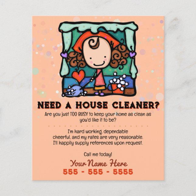 Housecleaning House Cleaner Customisable Promo Flyer (Front)