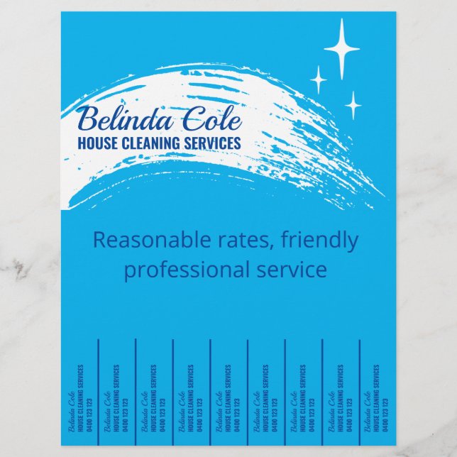 Housecleaning Maid Cleaning Swipe Tear Off Flyer (Front)