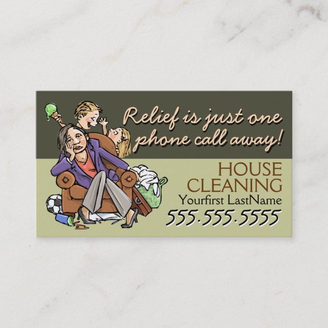 Housecleaning.Maid service.Custom text/colour Business Card (Front)