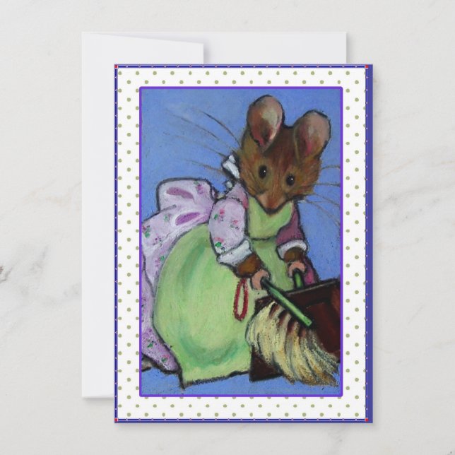 Housecleaning Mouse: Getting Ready For Party Invitation (Front)