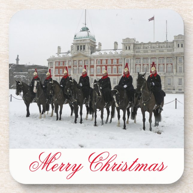 Household Cavalry in the snow view coasters (Front)