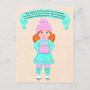 Household clothed in warm garments~Snow~Scripture Postcard
